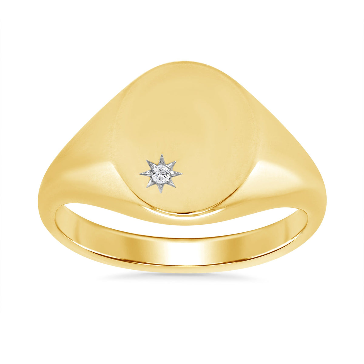 9ct gold diamond set gents oval signet ring 0.02ct