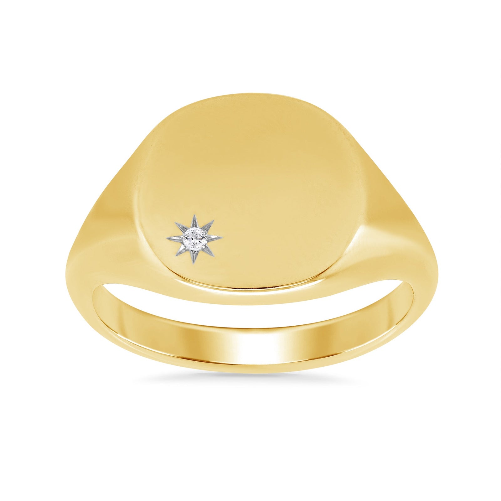 9ct gold diamond set gents cushion shape signet ring 0.02ct