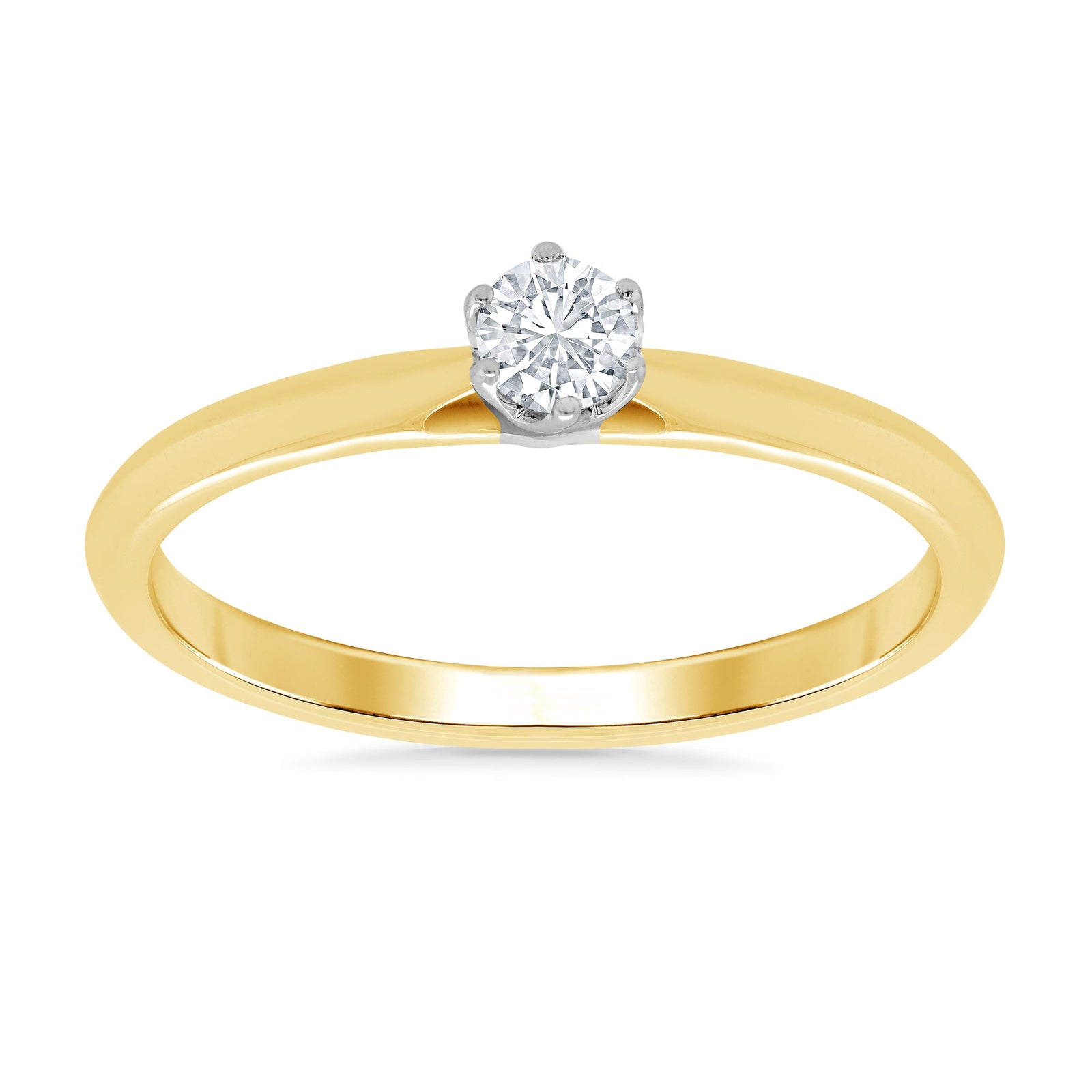 9ct gold six claw single stone diamond ring 0.15ct