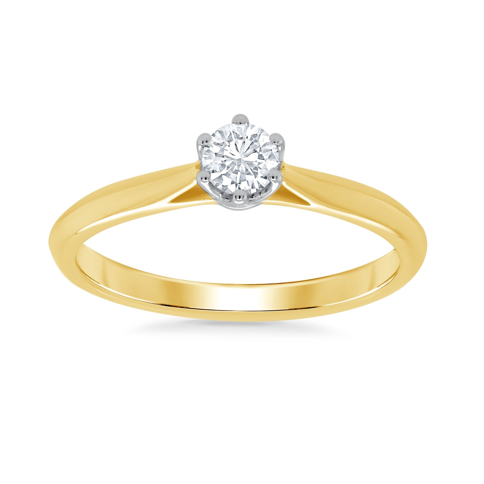 9ct gold six claw single stone diamond ring 0.25ct