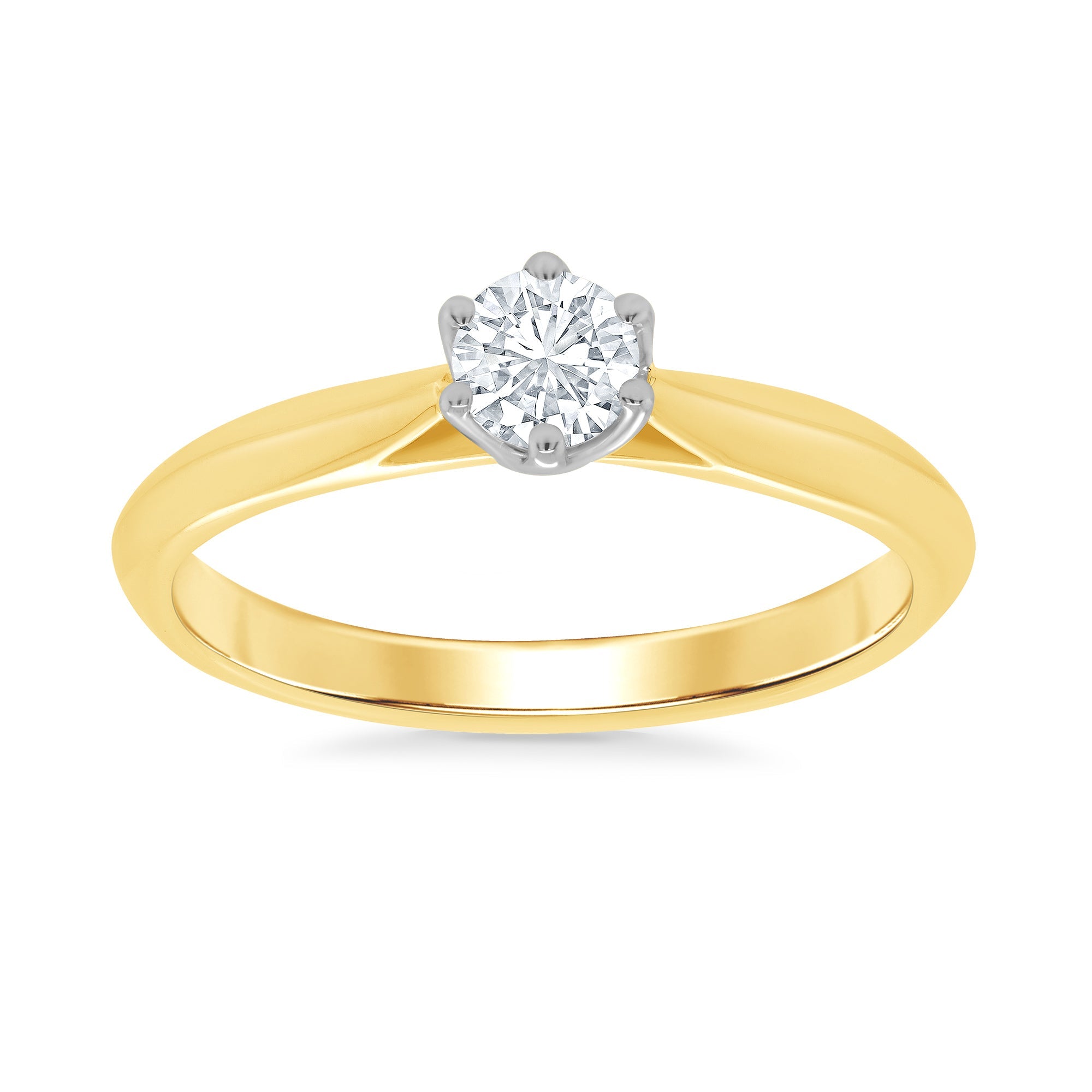 9ct gold six claw single stone diamond ring 0.33ct