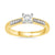 9ct gold princess cut single stone diamond ring with diamond set shoulders 0.41ct