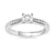 9ct white gold princess cut single stone diamond ring with diamond set shoulders 0.41ct
