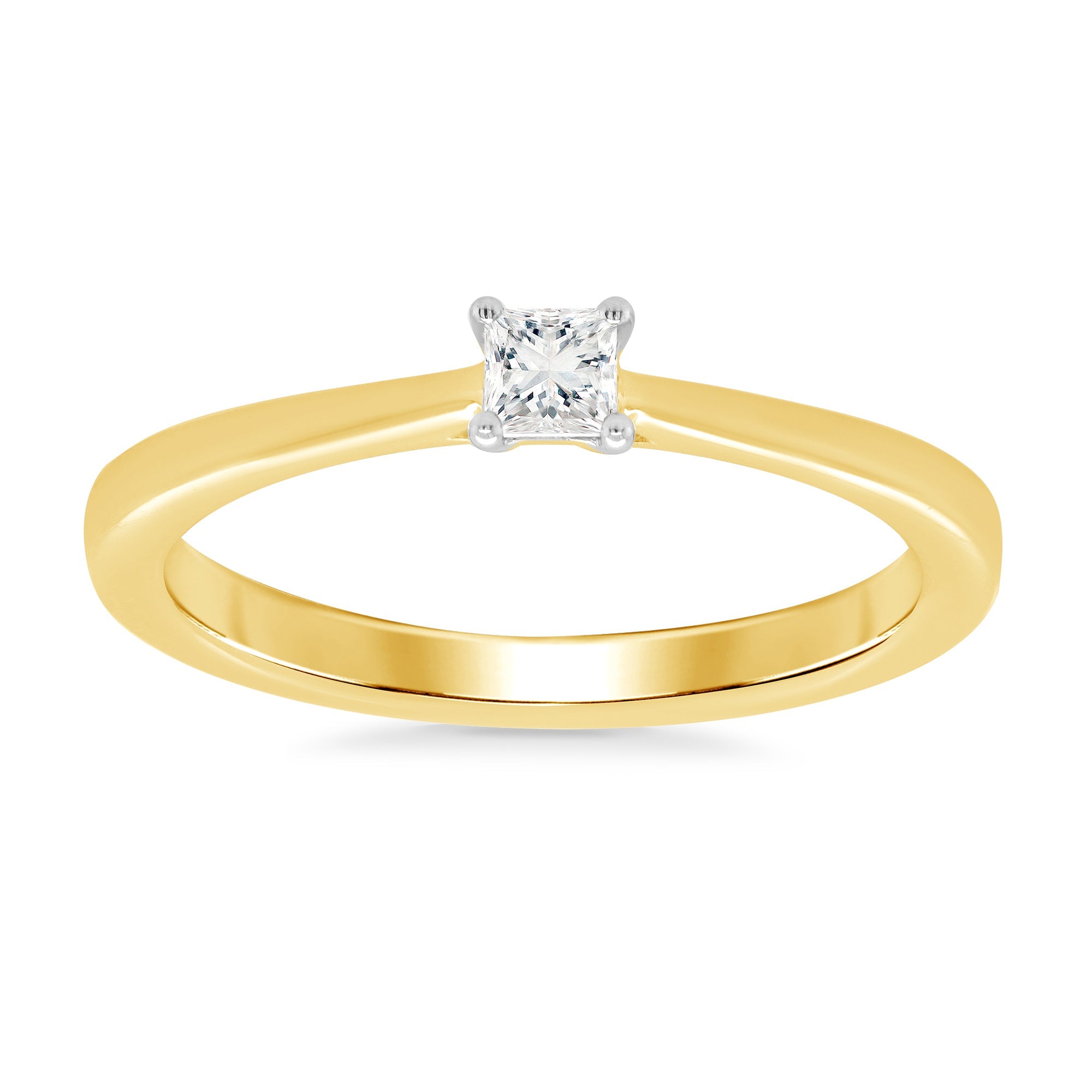 9ct gold princess cut single stone diamond ring 0.15ct