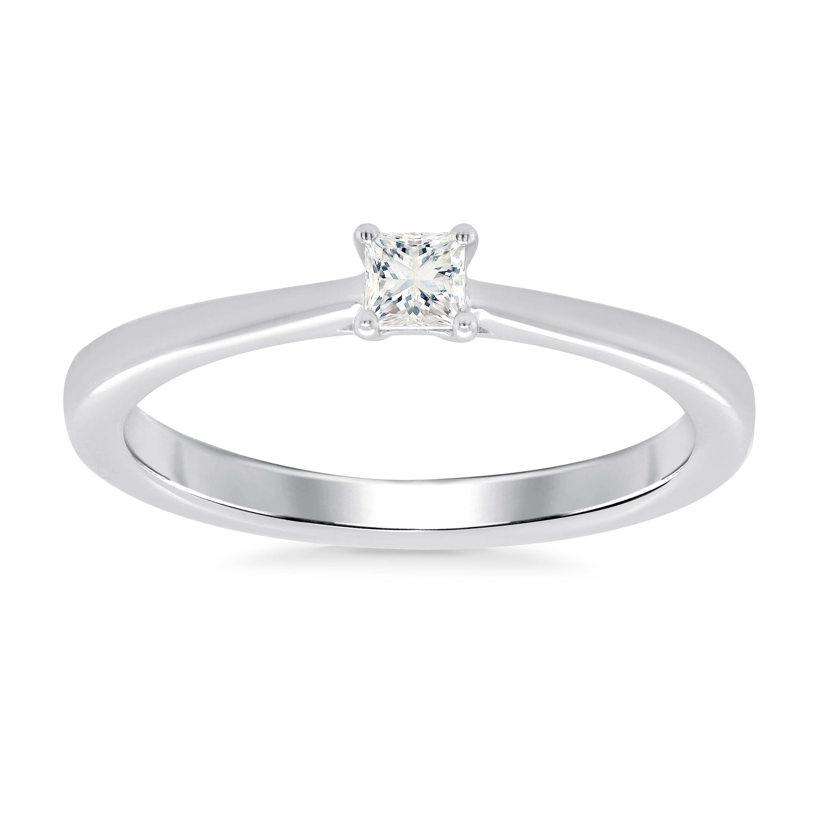 9ct white gold princess cut single stone diamond ring 0.15ct