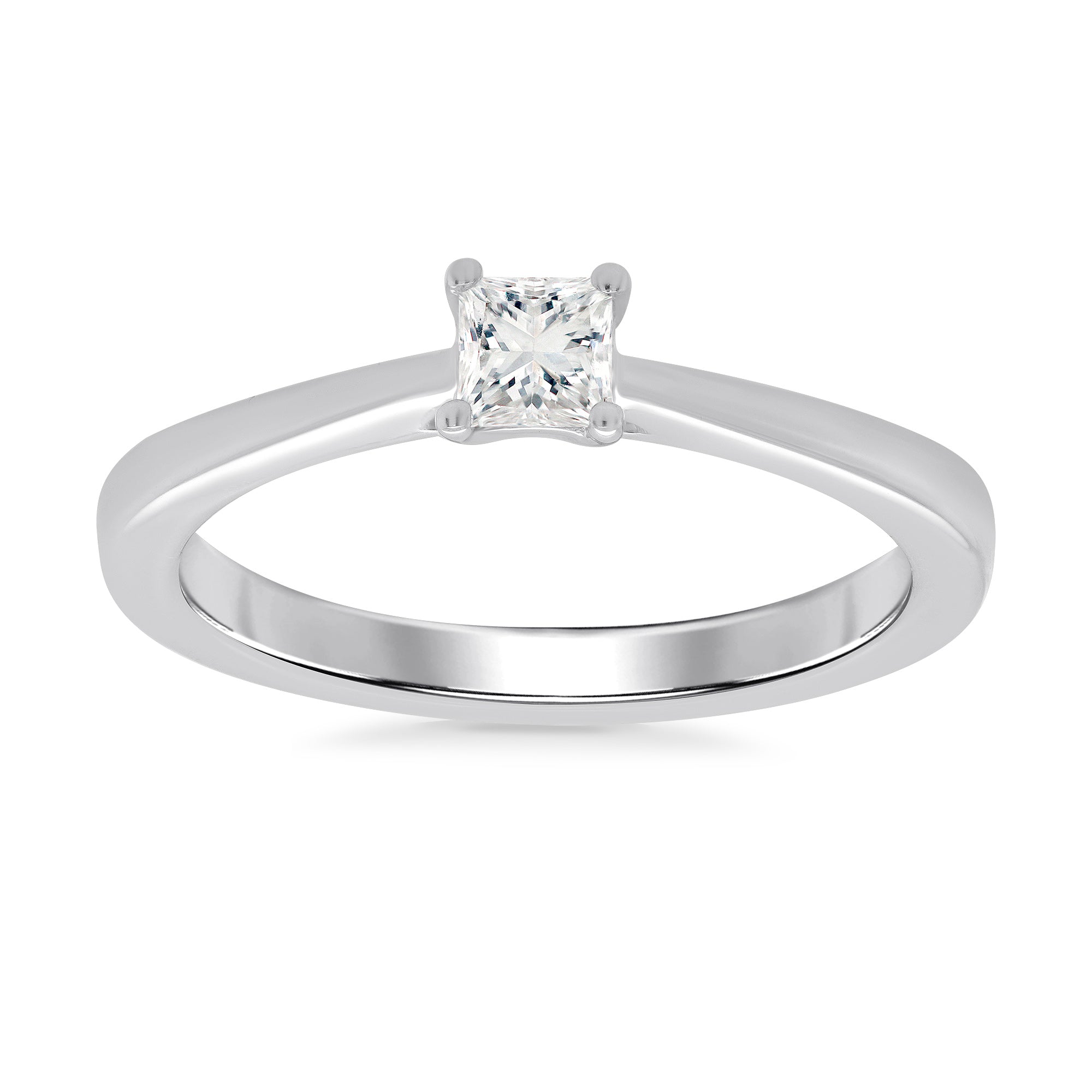 9ct white gold princess cut single stone diamond ring 0.25ct