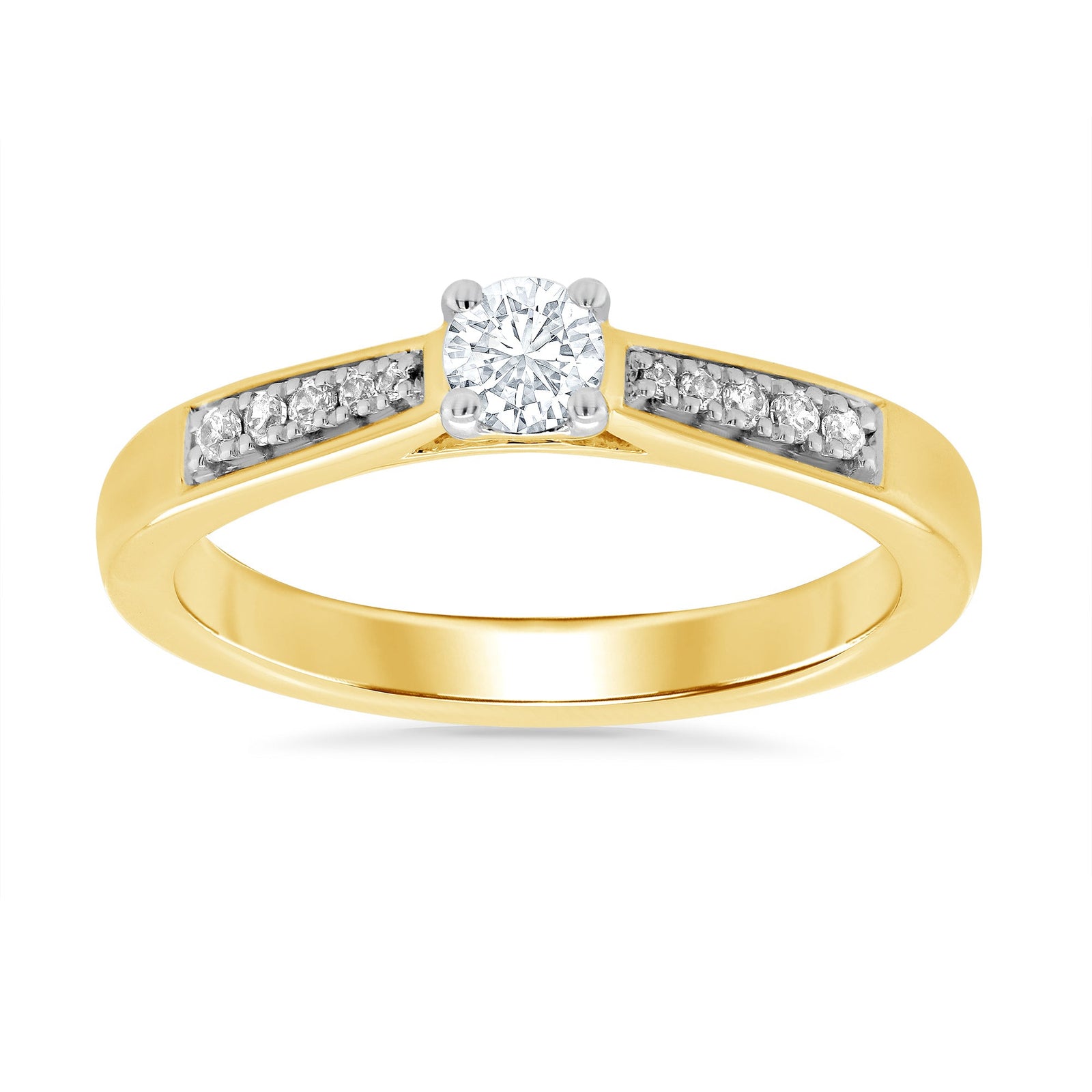 9ct gold single stone diamond ring with diamond set shoulders 0.33ct