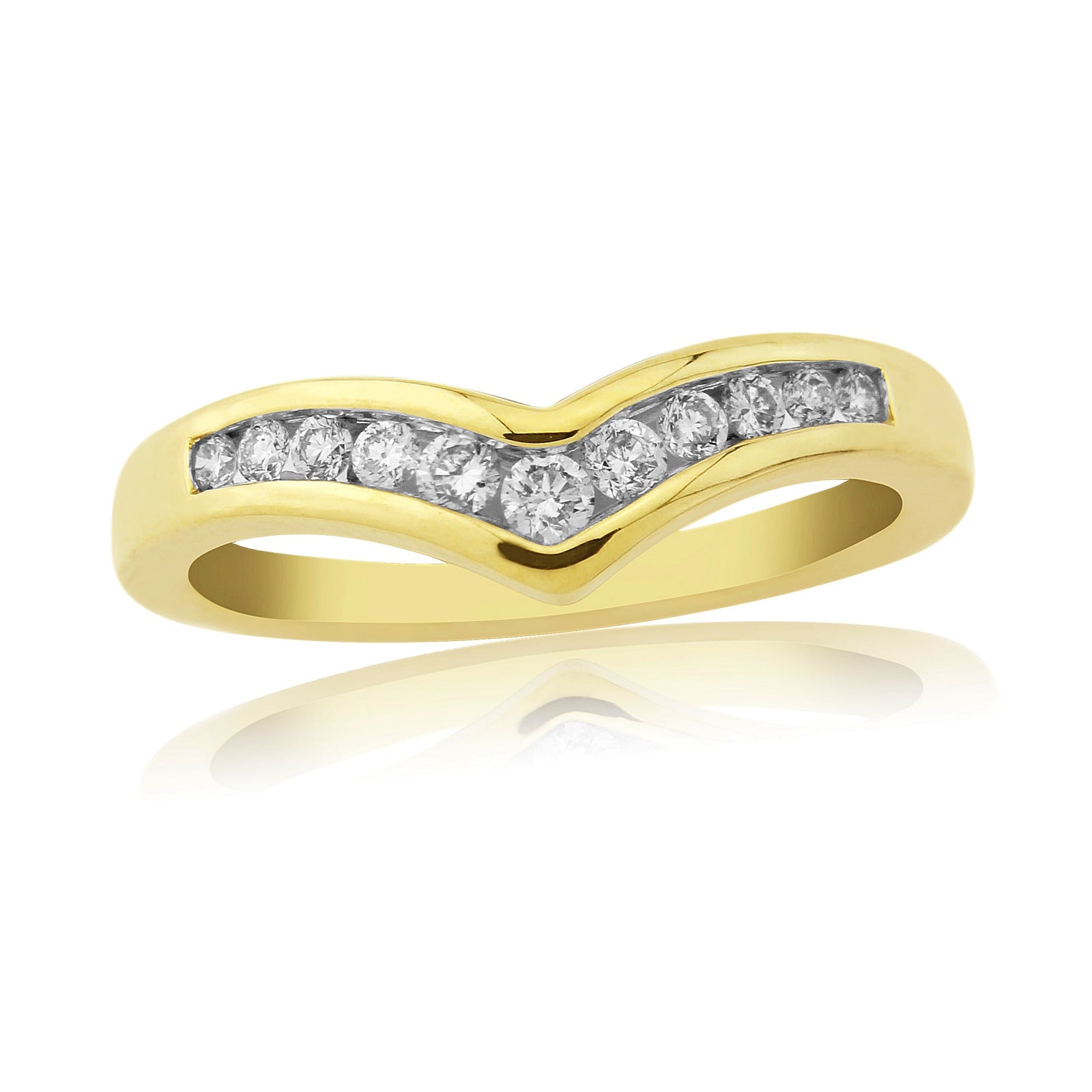 9ct gold channel set diamond wishbone ring 0.25ct