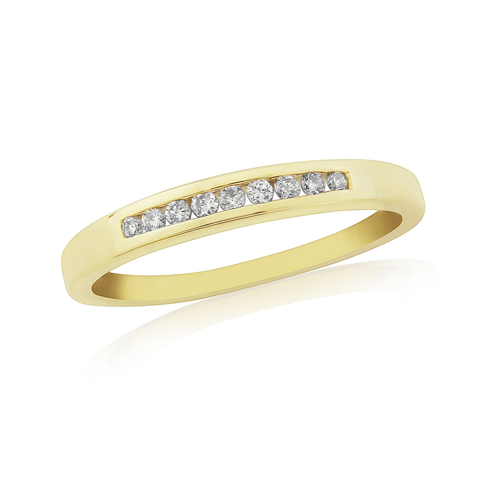 9ct gold channel set diamond half et ring 0.10ct