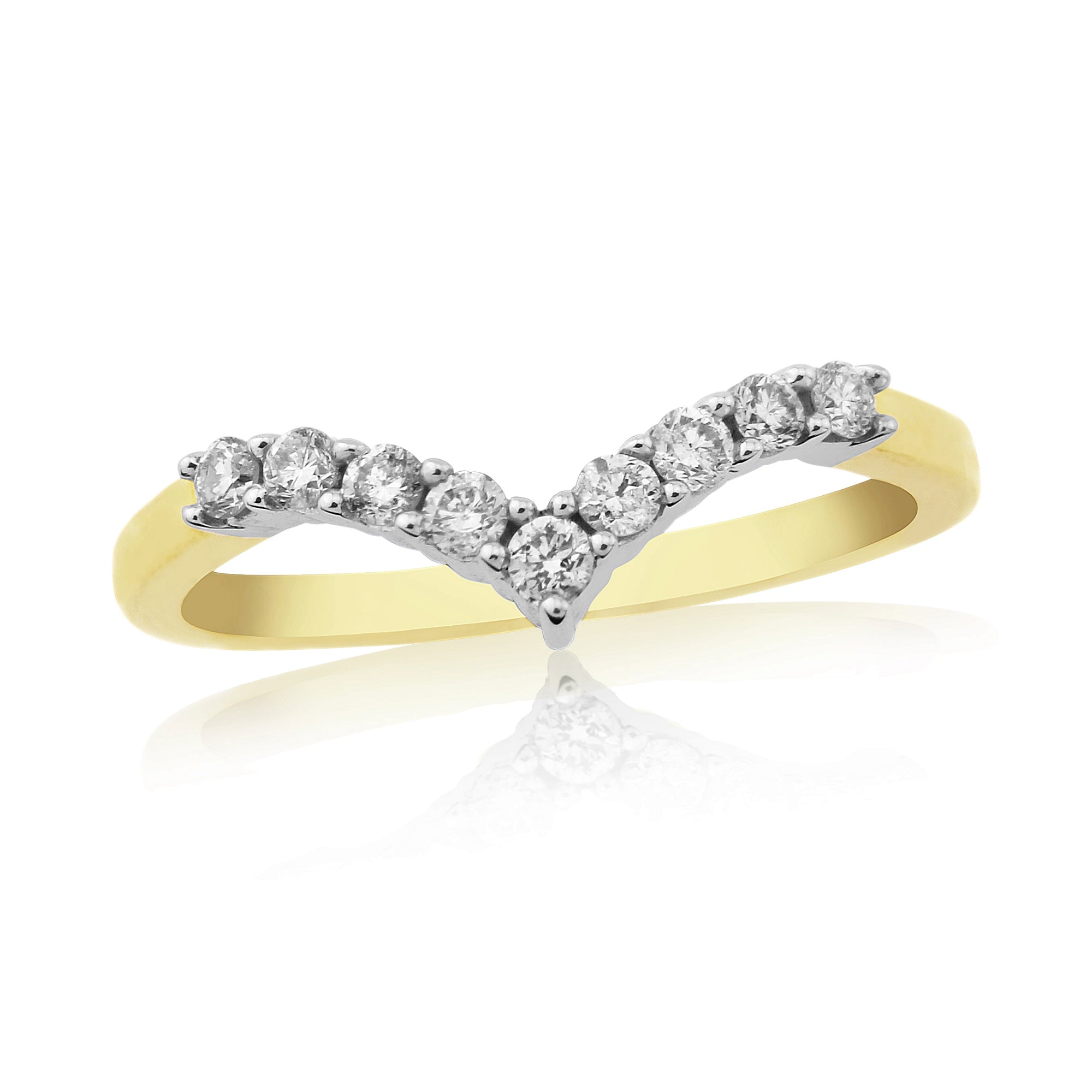 9ct gold claw set diamond wishbone ring 0.25ct