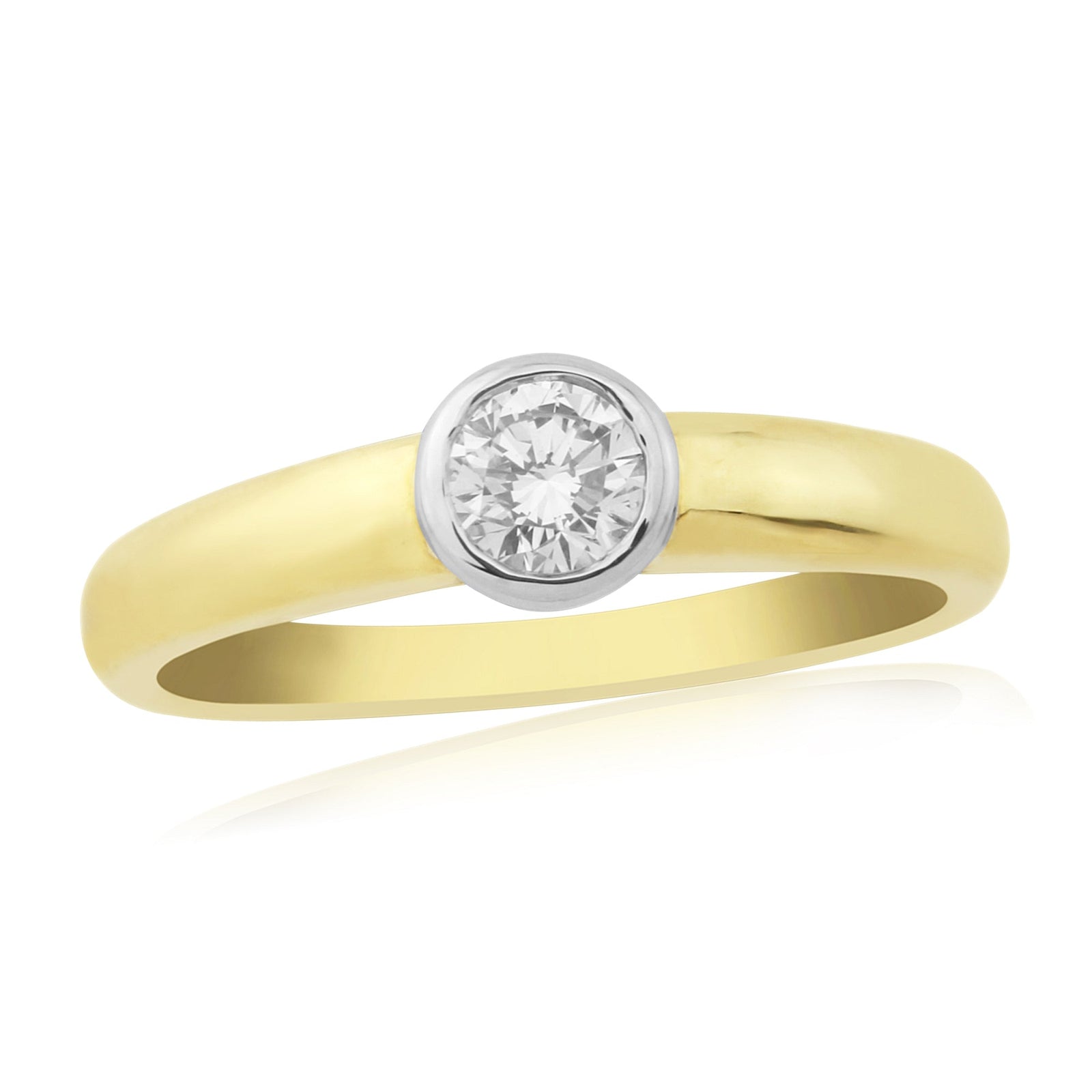 9ct gold rub over set single stone diamond ring 0.25ct