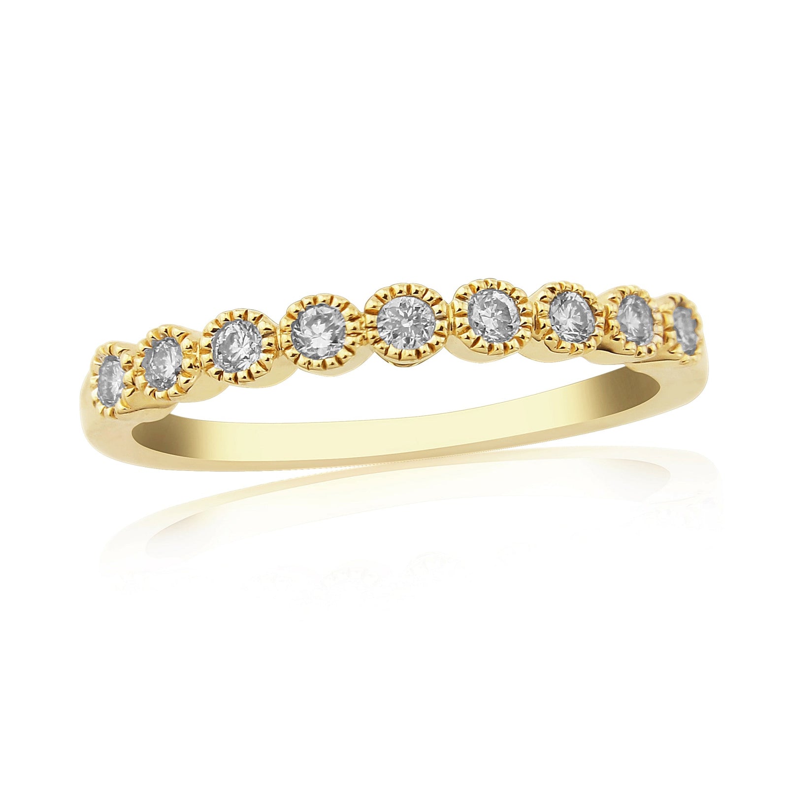 9ct gold milgrain set diamond half eternity ring 0.19ct