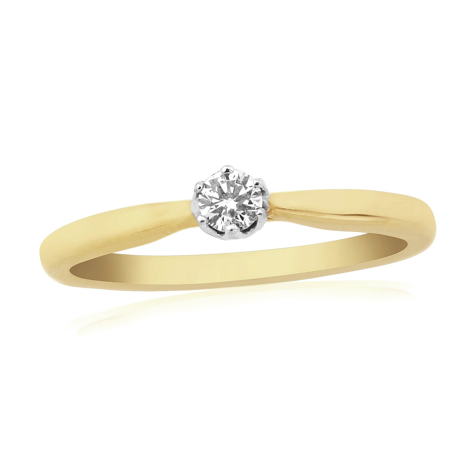 9ct gold six claw single stone diamond ring 0.10ct