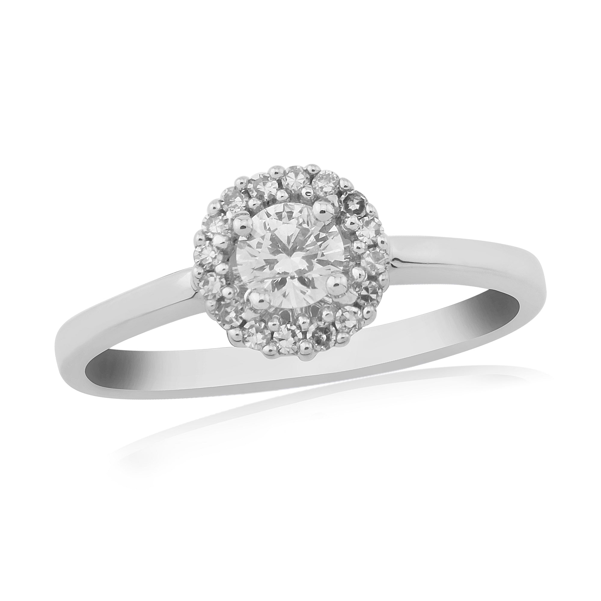 9ct white gold diamond set halo cluster ring 0.32ct