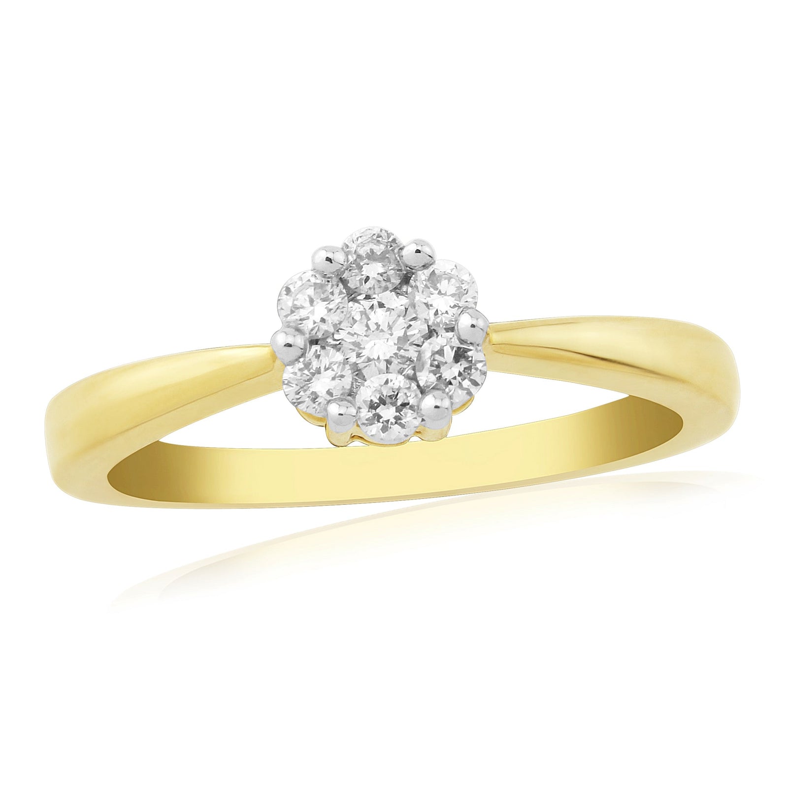 9ct gold diamond cluster ring 0.25ct