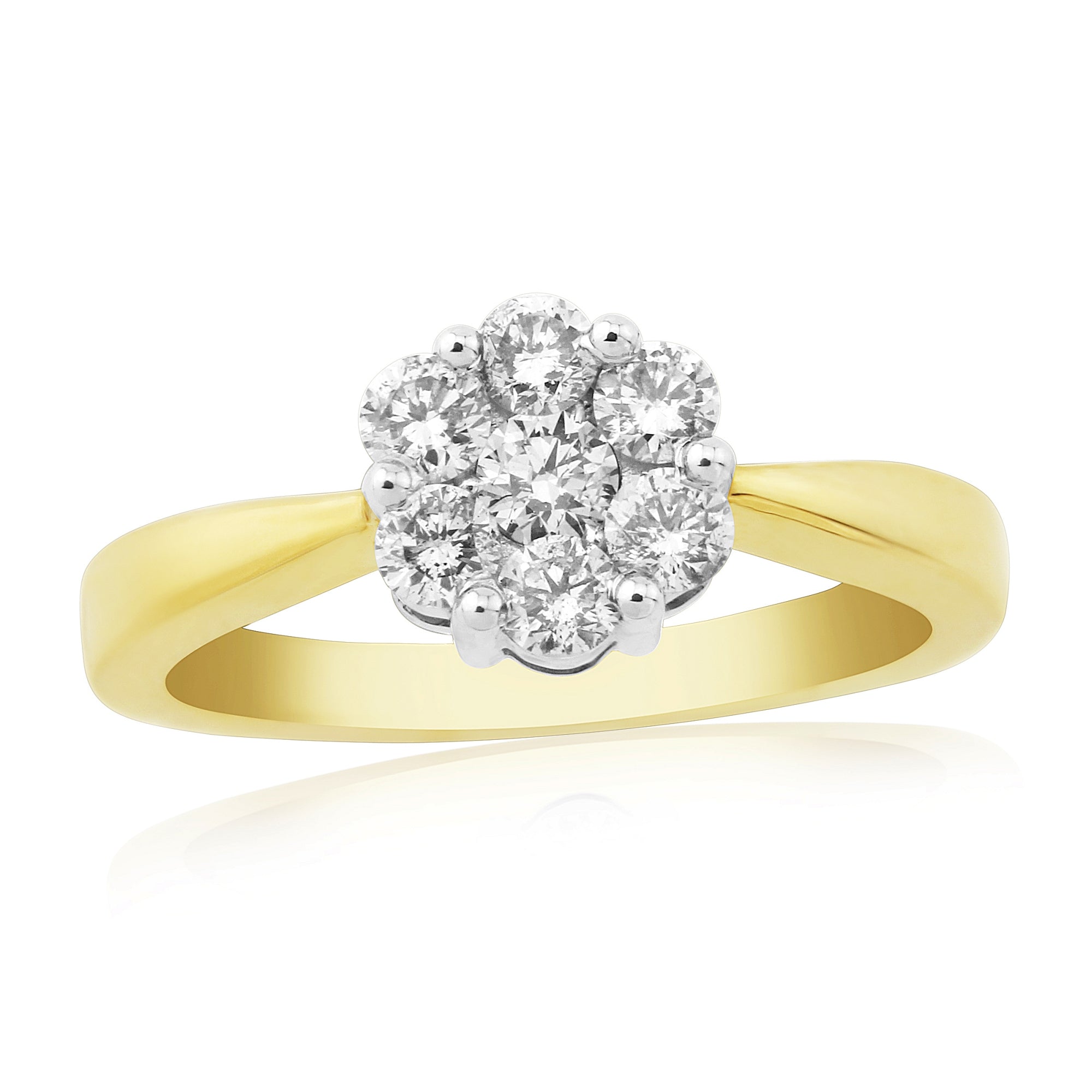 9ct gold diamond cluster ring 0.50ct