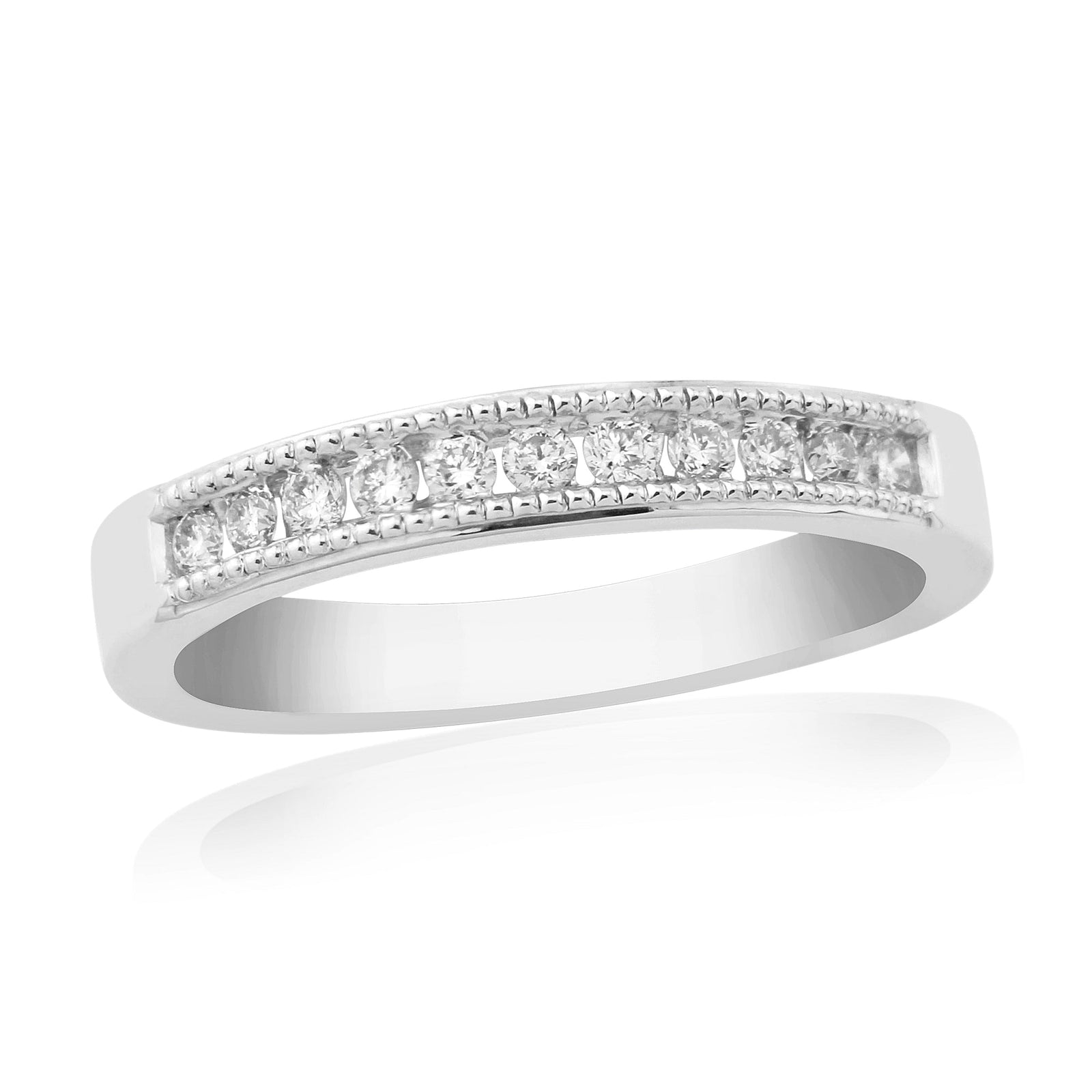 9ct white gold milgrain edge channel set diamond half eternity ring 0.20ct
