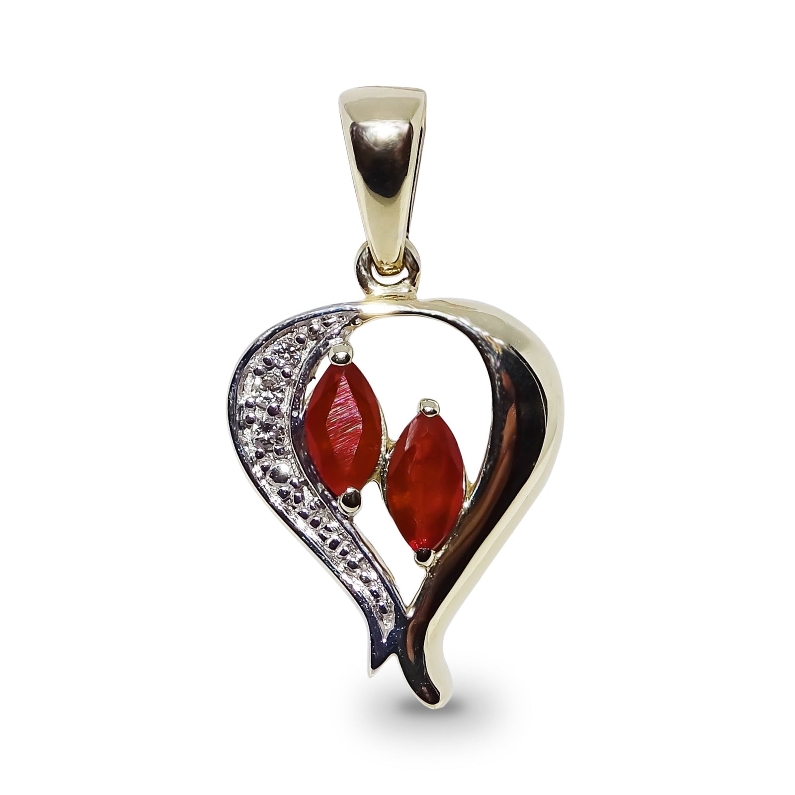 9ct gold marquise shape ruby & diamond pendant 0.02ct (product width 12.0mm)