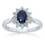 9ct white gold 7x5mm oval sapphire & miracle plate diamond cluster ring 0.04ct