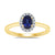 9ct gold 6x4mm oval sapphire & diamond cluster ring  0.10ct