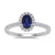 9ct white gold 6x4mm oval sapphire & diamond cluster ring with diamond set shoulders 0.20ct