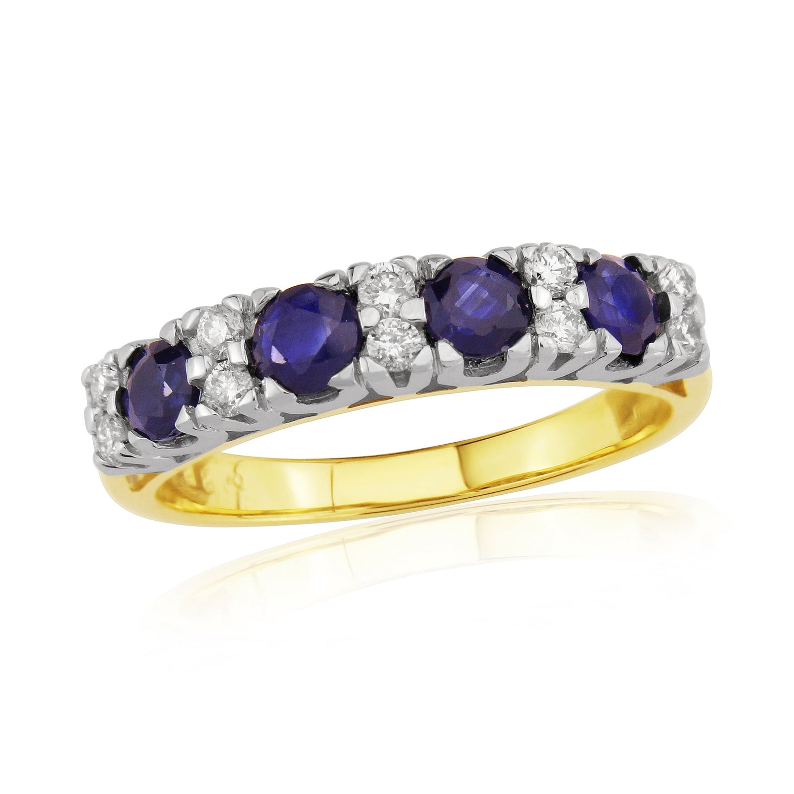 9ct gold 3.50mm round sapphire & diamond half et ring 0.22ct