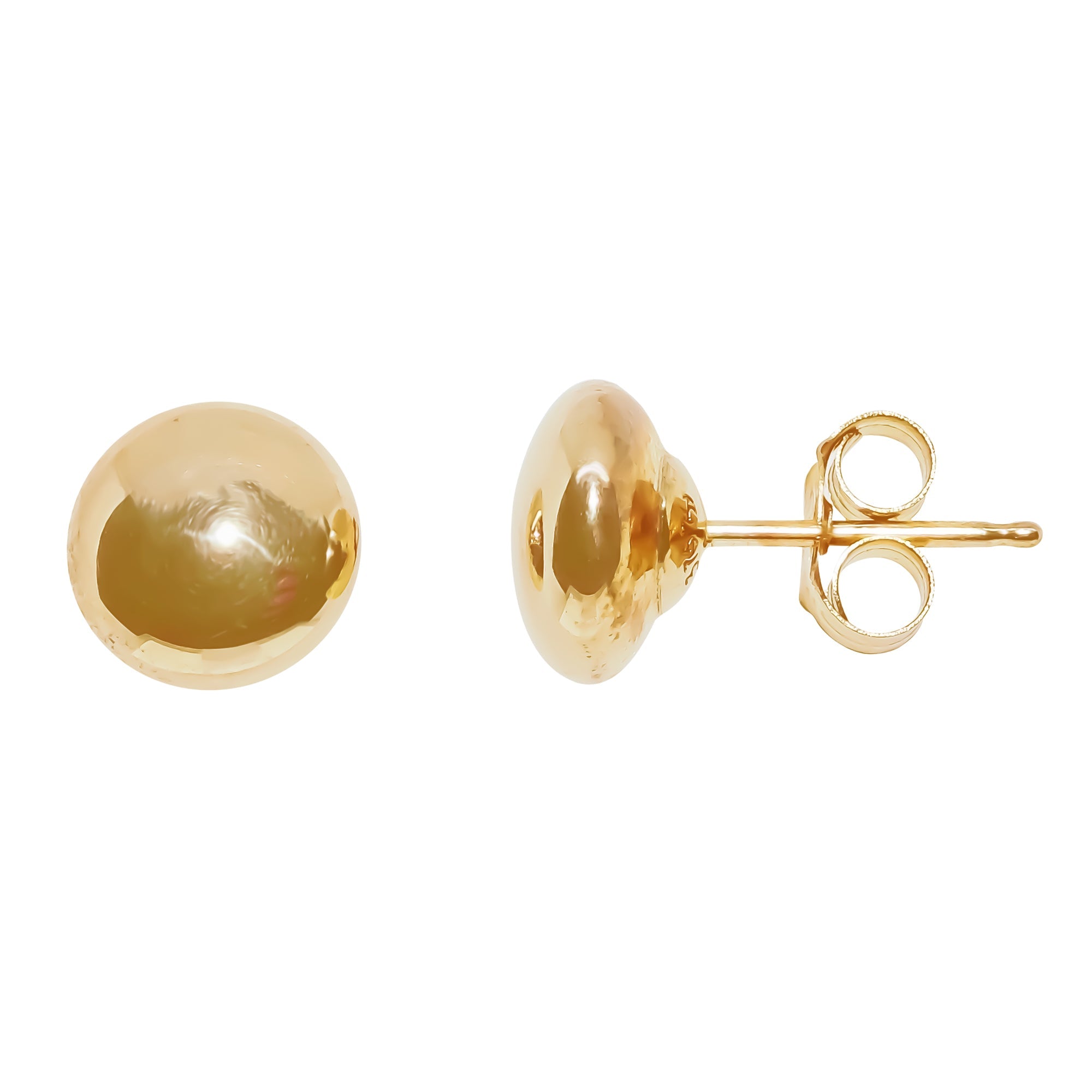 9ct gold 6mm button stud earrings