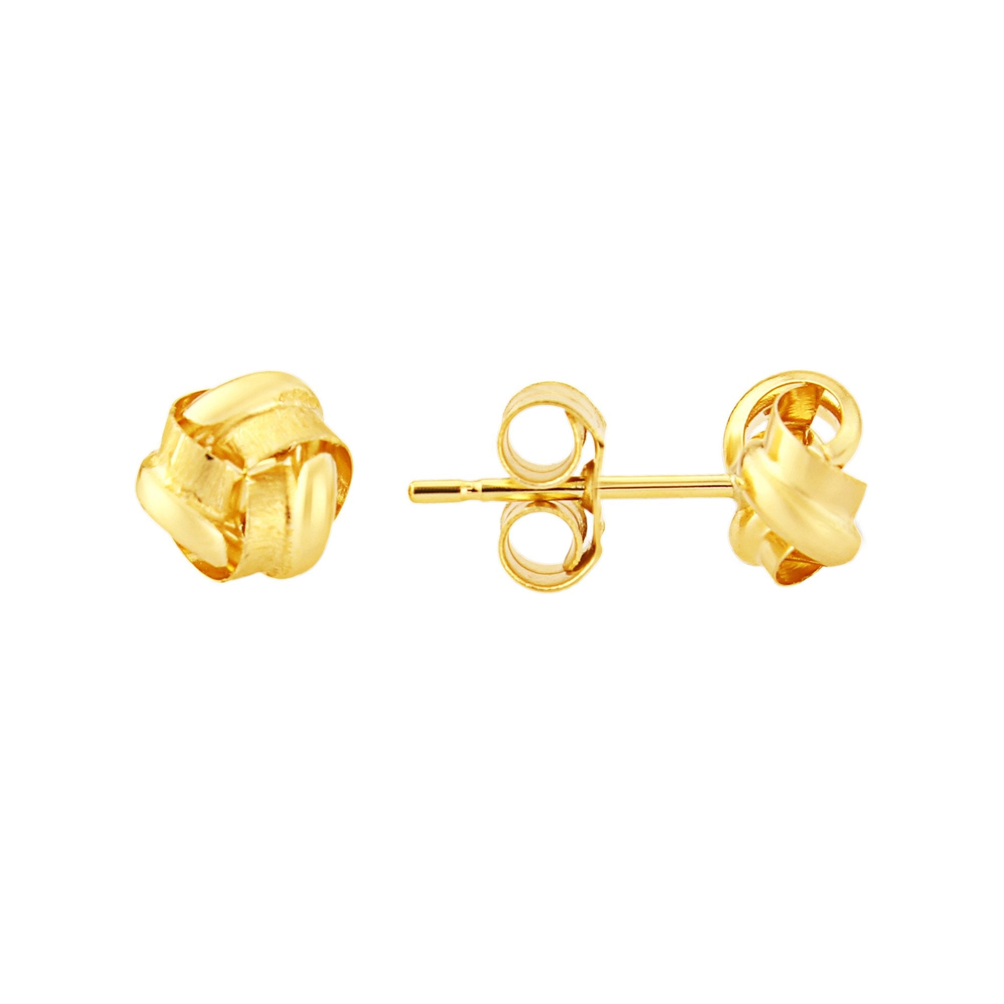 9ct gold frosted knot stud earrings
