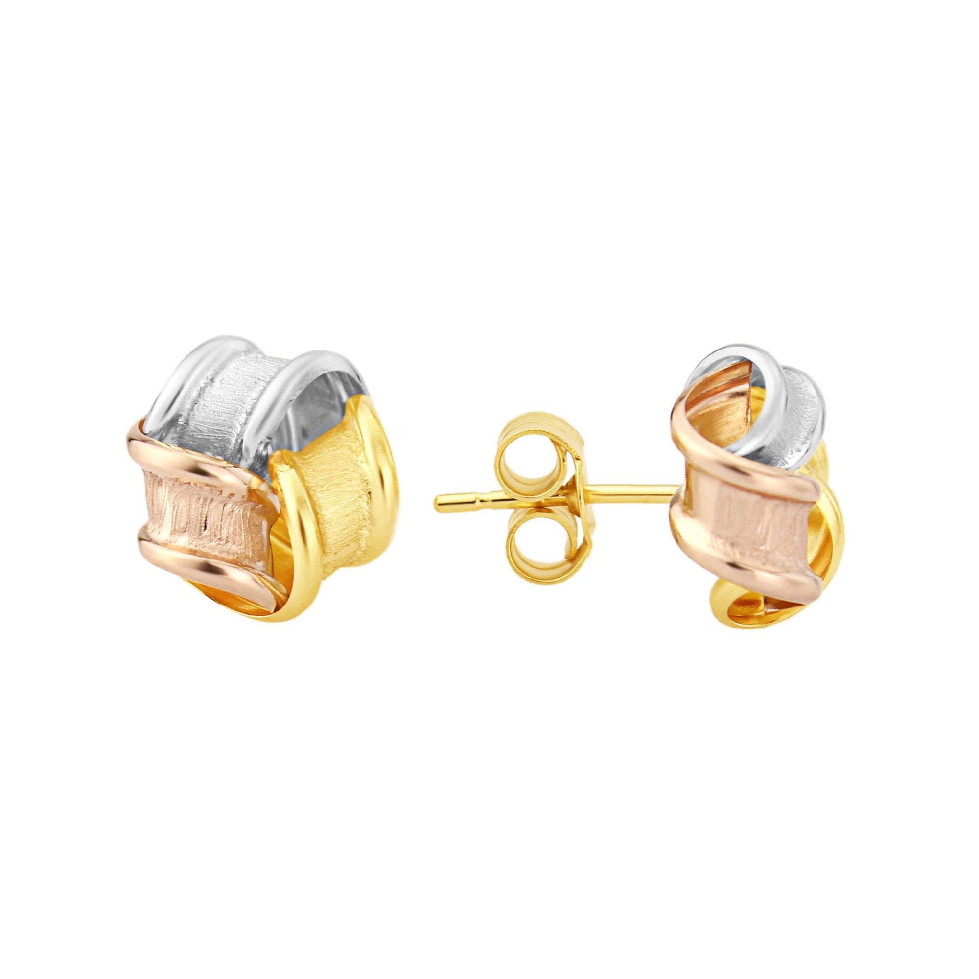 9ct m/c gold frosted stud earrings