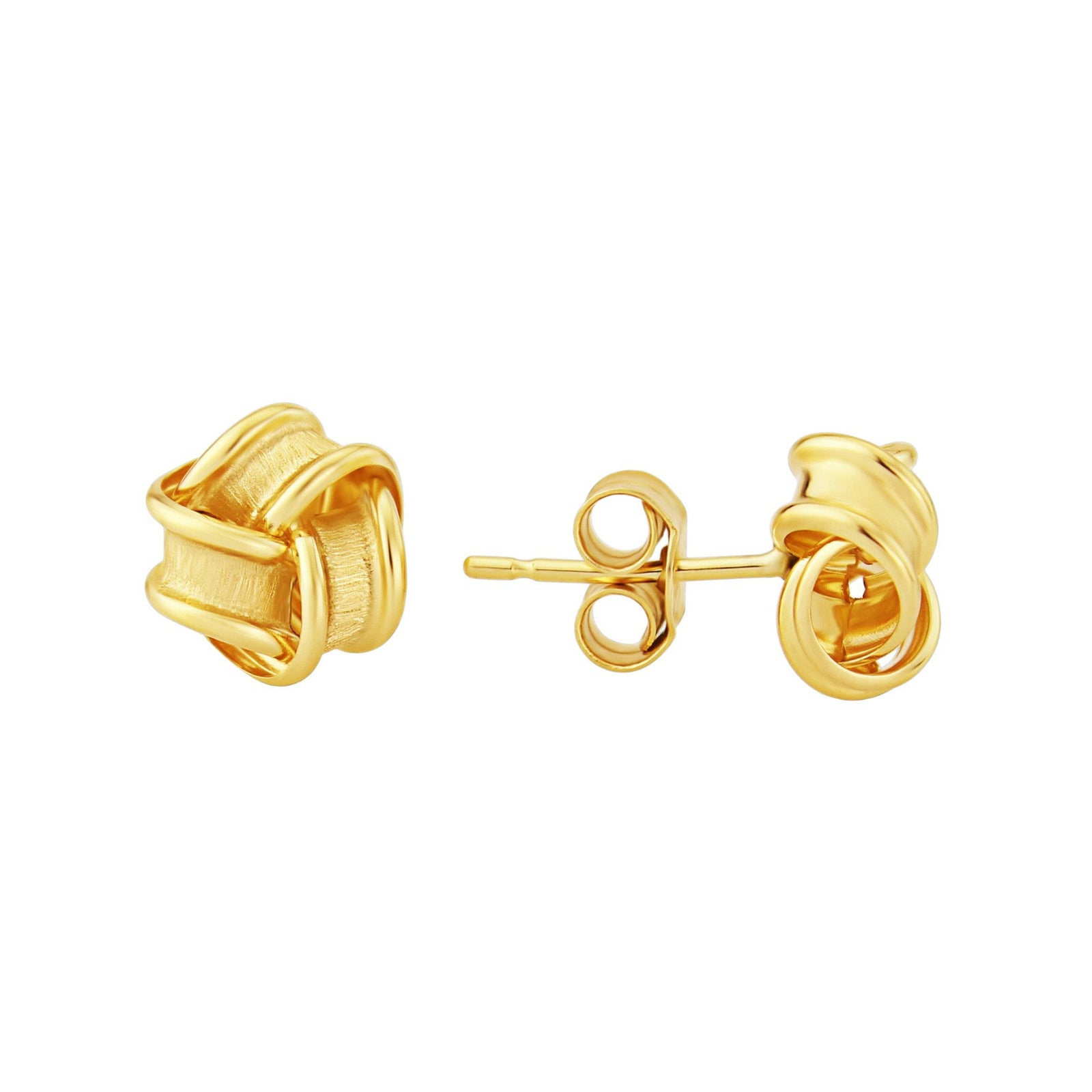 9ct gold frosted knot stud earrings