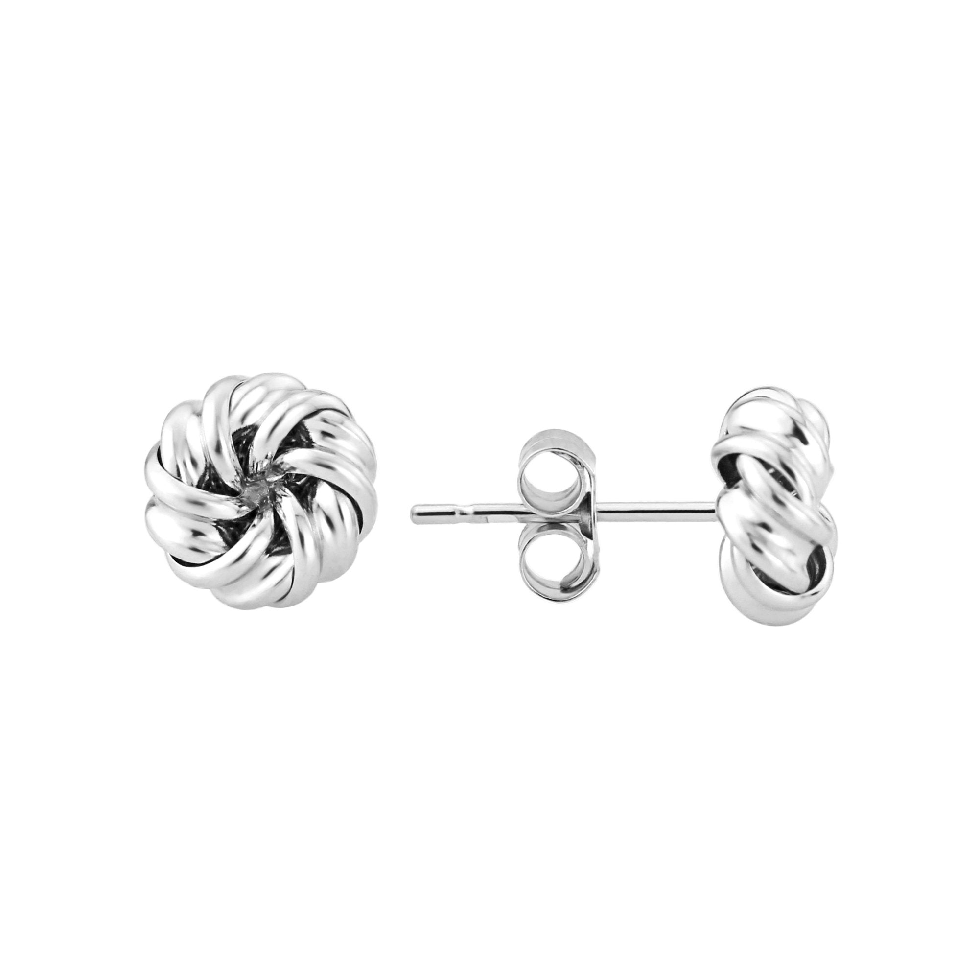 9ct white gold knot stud earrings