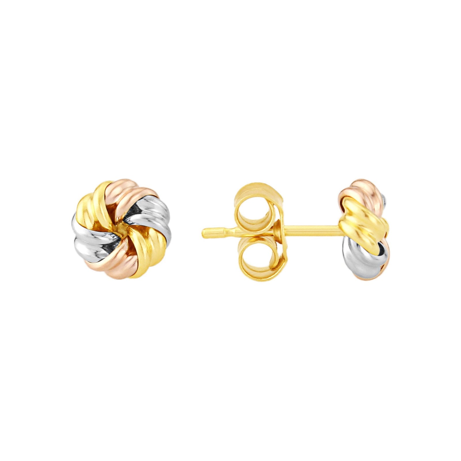 9ct m/c gold knot stud earrings