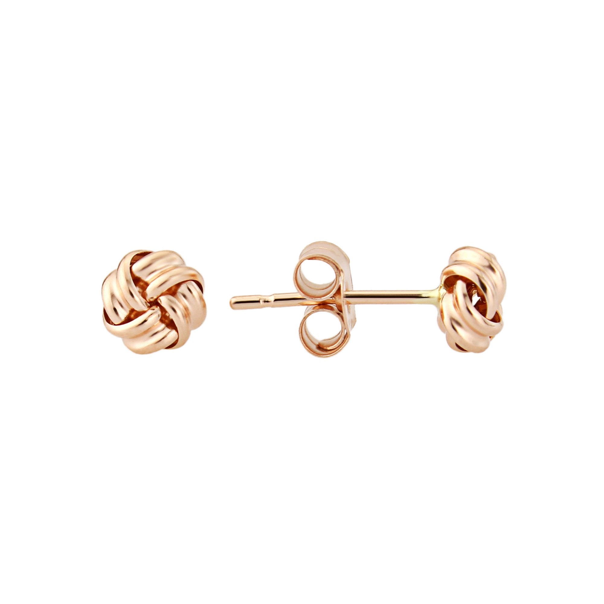 9ct rose gold knot studs