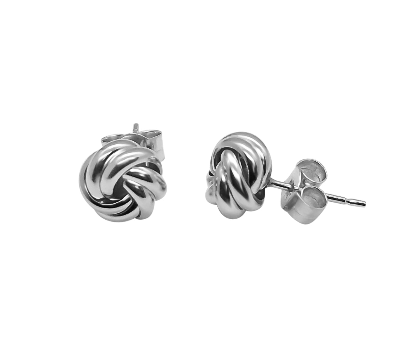 9ct white gold knot studs