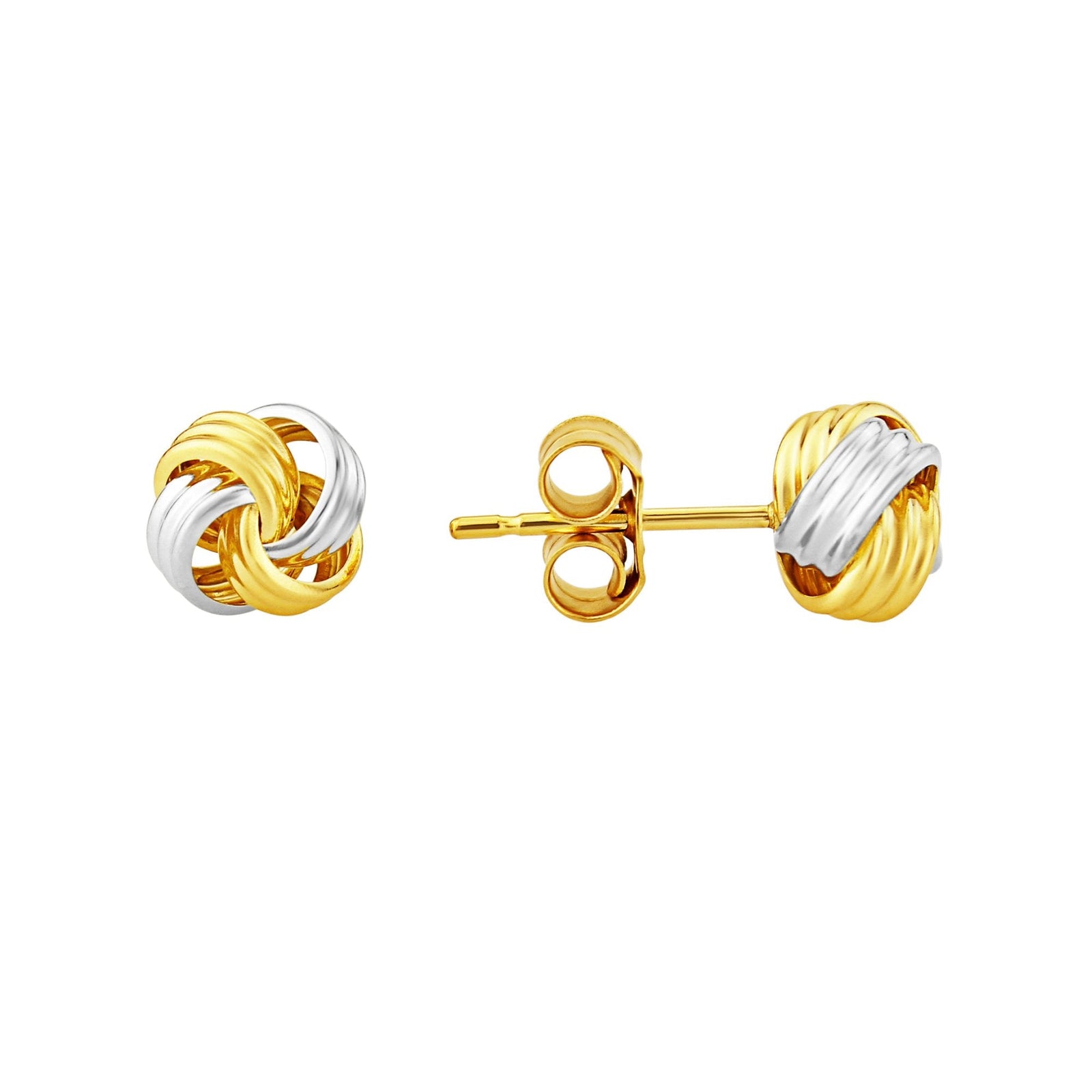 9ct y/w gold 3 strand knot stud earrings