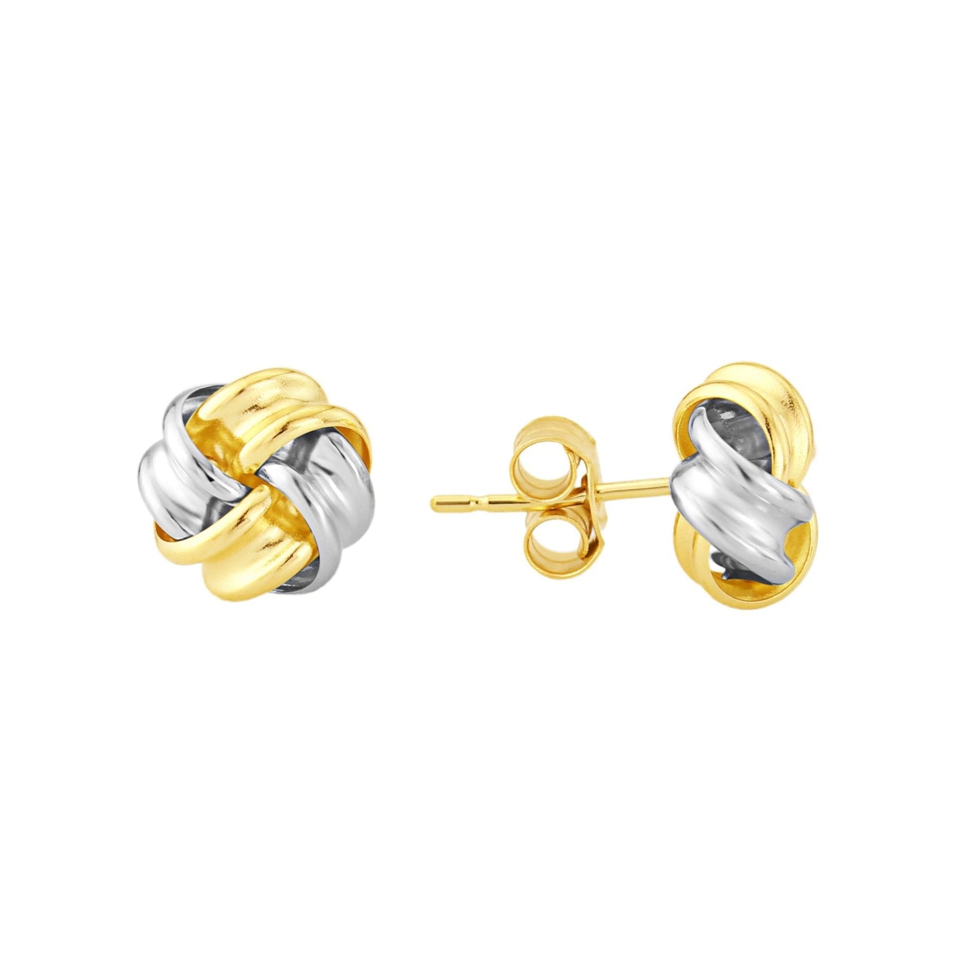 9ct y/w gold knot stud earrings