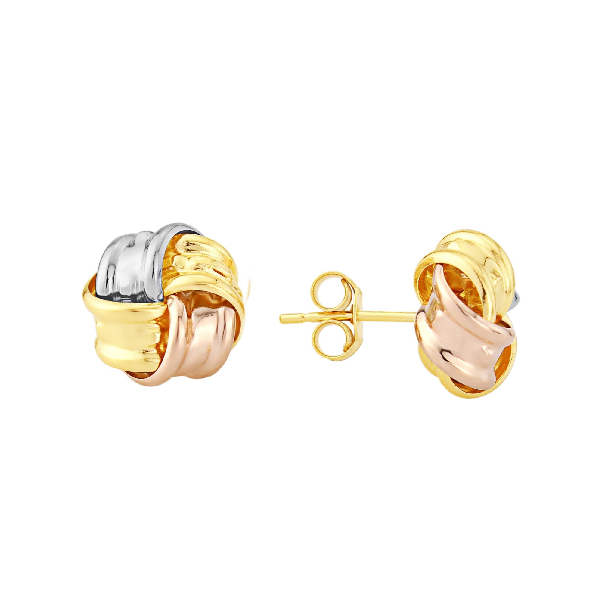 9ct m/c gold knot stud earrings