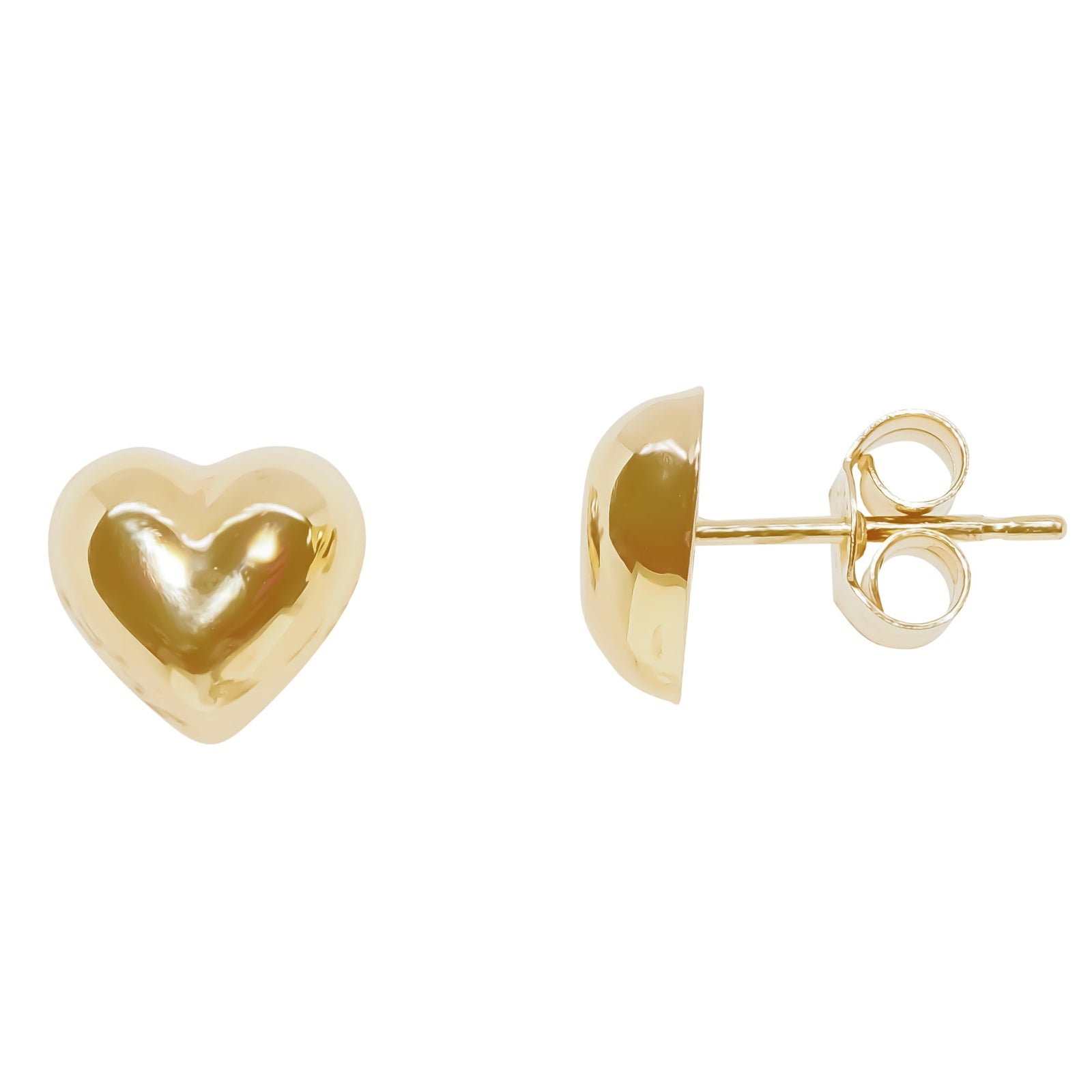 9ct gold 8mm heart shape stud earrings