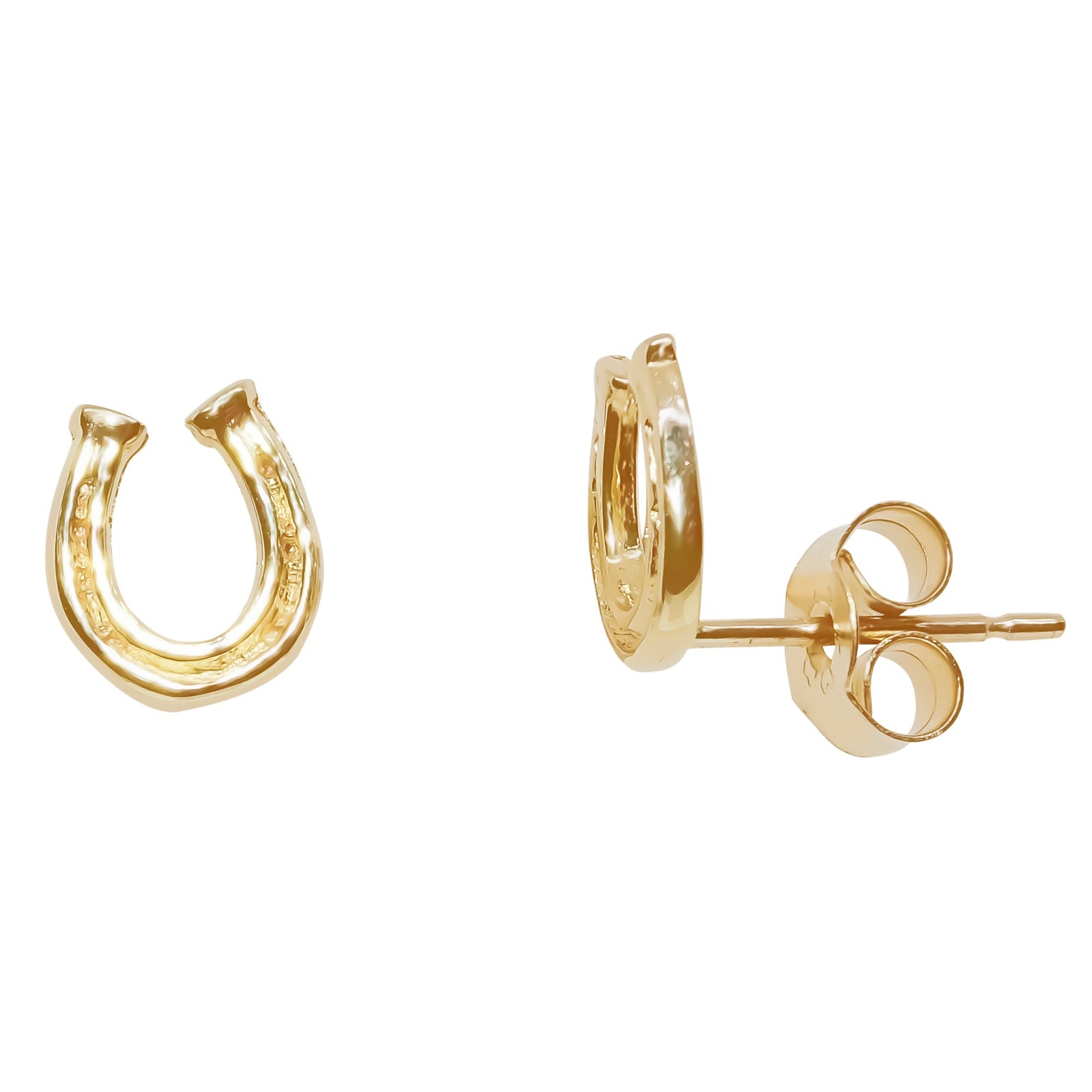 9ct gold horse shoe stud earrings