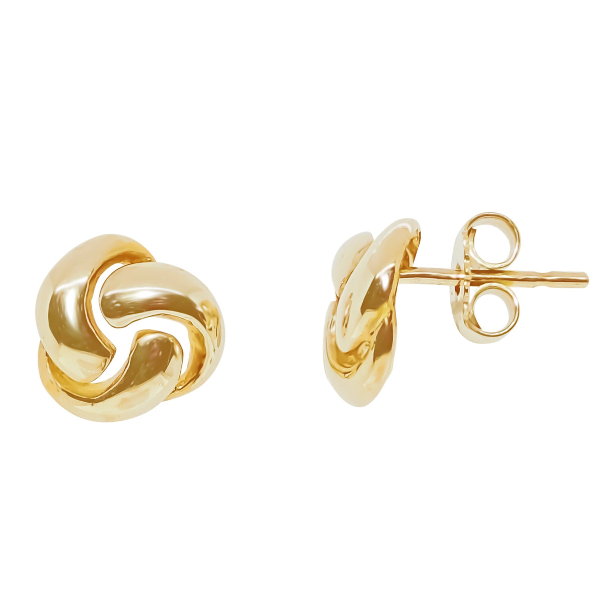 9ct gold triple swirl knot stud earrings