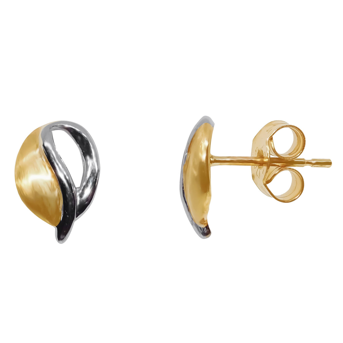 9ct yellow &amp; white gold loop stud earrings
