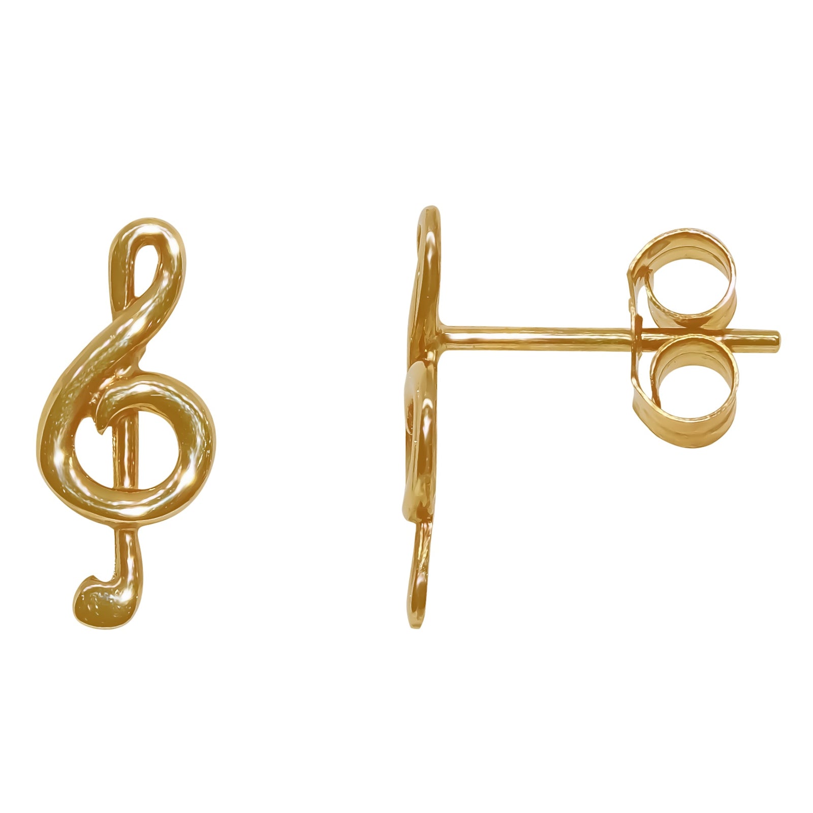 9ct gold treble clef stud earrings