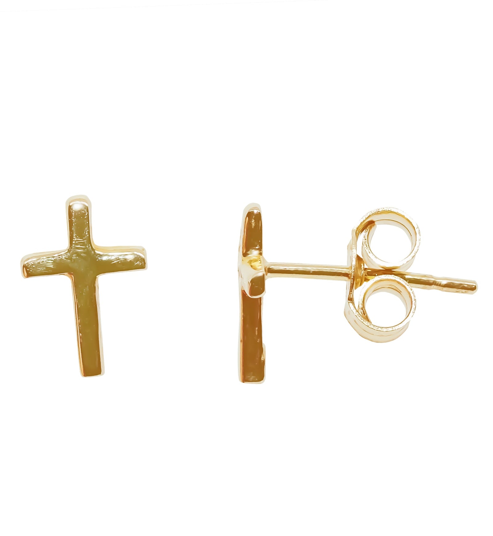 9ct gold cross stud earrings