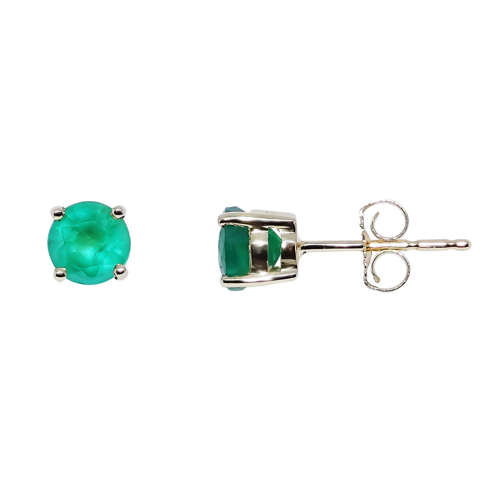 9ct gold 5mm round emerald stud earrings