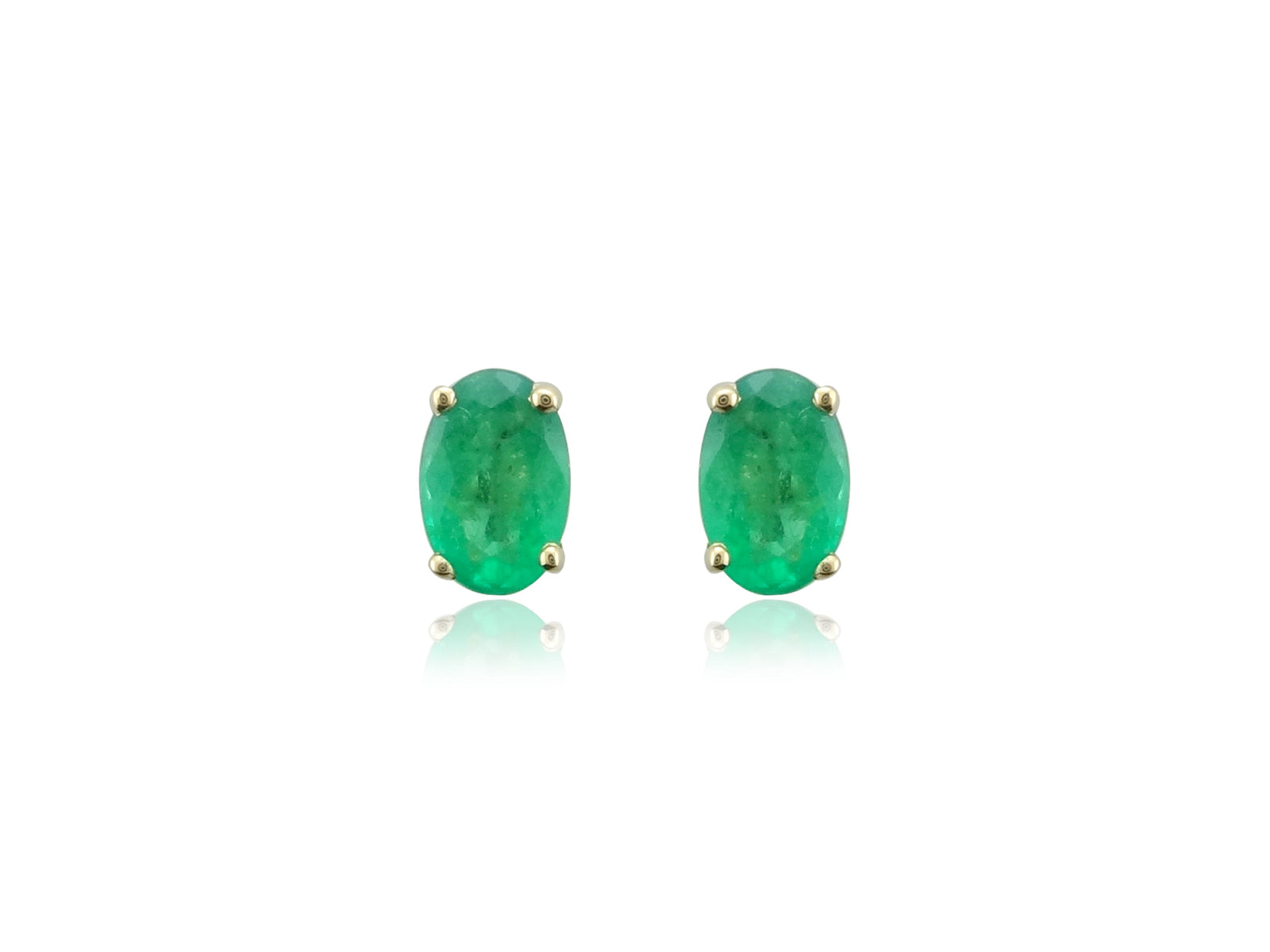 9ct gold 6x4mm oval emerald stud earrings