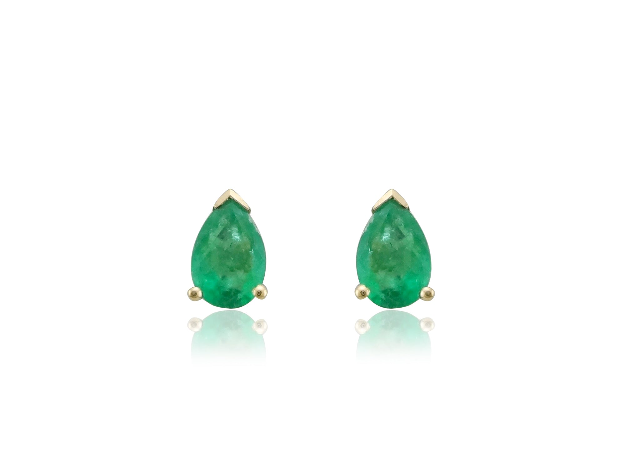 9ct gold 6x4mm pear shape emerald stud earrings