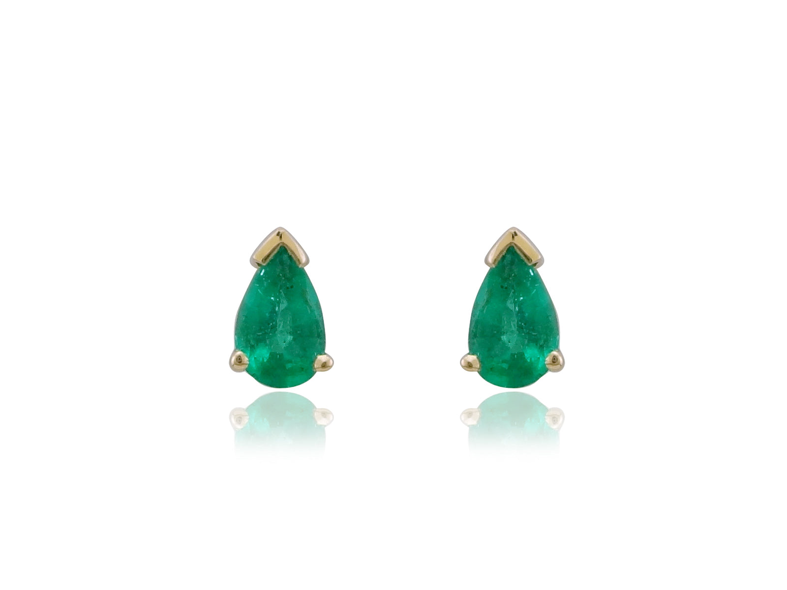 9ct gold 5x3mm pear shape emerald stud earrings