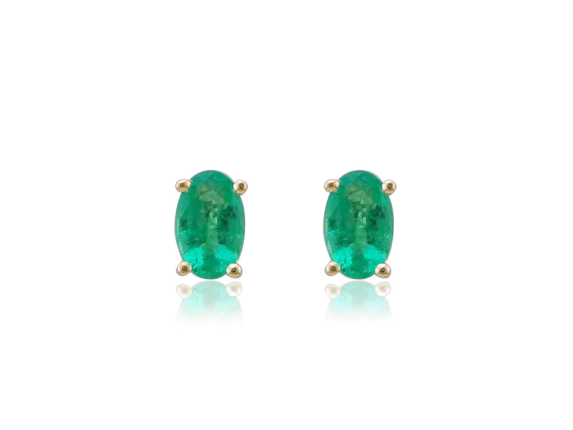 9ct gold 5x3mm oval emerald stud earrings