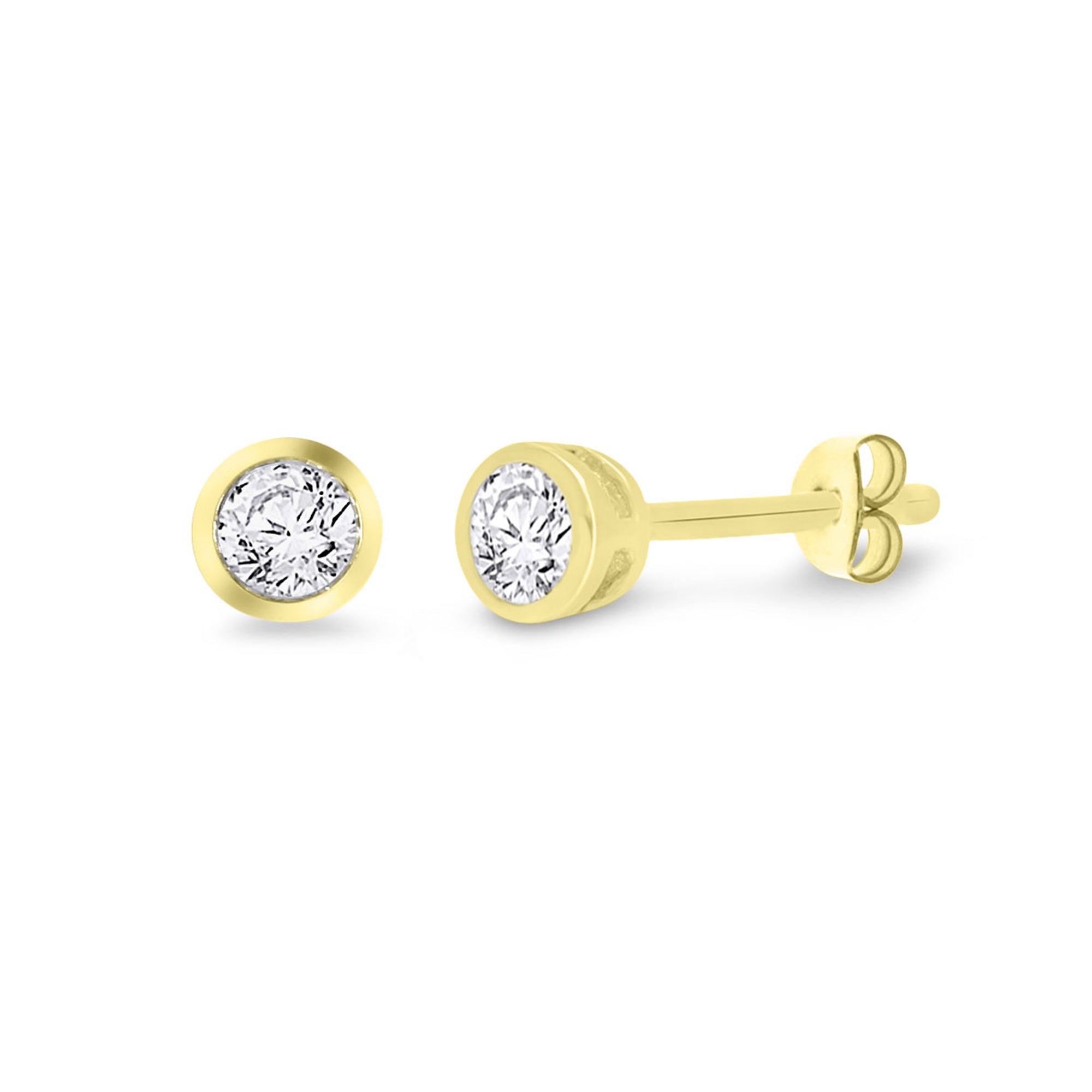 9ct gold rub over set diamond stud earrings 0.10ct
