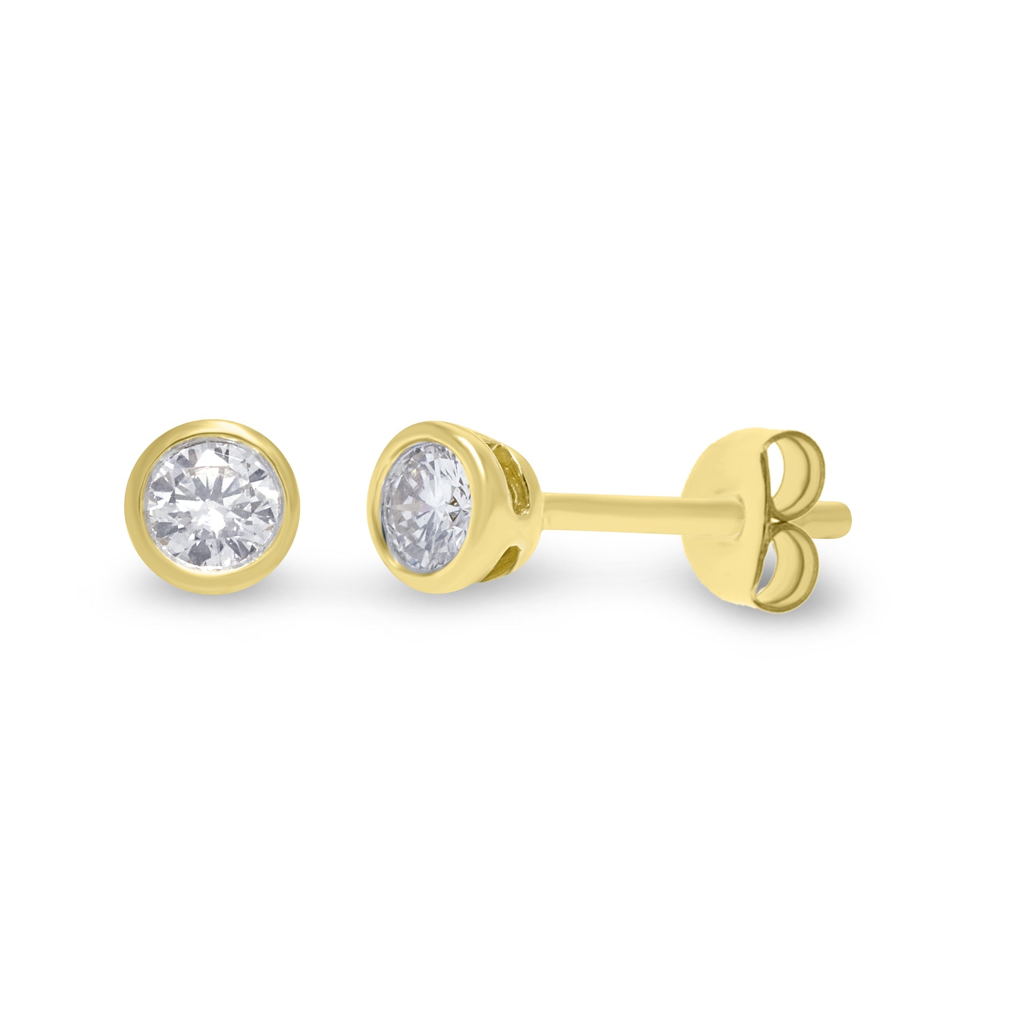 9ct gold rub over set diamond stud earrings 0.15ct